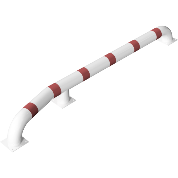 Truck pull in assist | hot-dip galvanized and white coatedwith red reflecting stripes | angled to the right side,total length: approx. 3000 mm